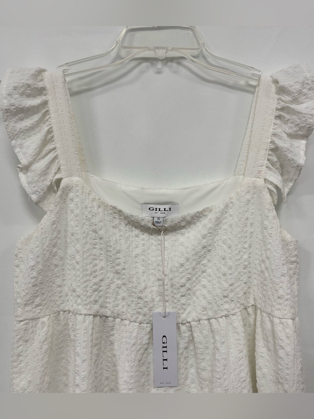 Gilli Cream Eyelet Ruffle Strap Shirt